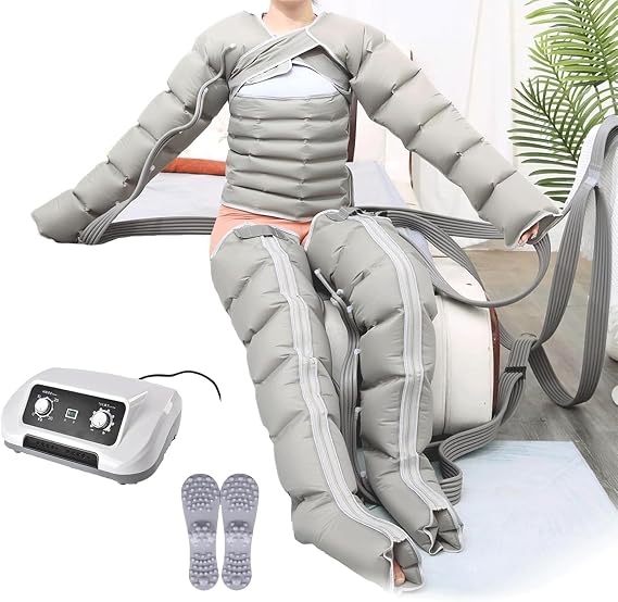 Full Body Lymphatic Drainage Massager and Pain Relief 6-Cavity, Air Compression Leg Massager with Enhanced Circulation for Foot Ankles Calf Arms Waist