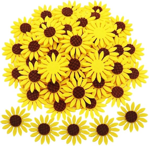 KESTAR 50pcs Felt Sunflower Applique Patches for Scrapbooking DIY Craft Making Clothes Sewing Handcraft Decoration, 4CM