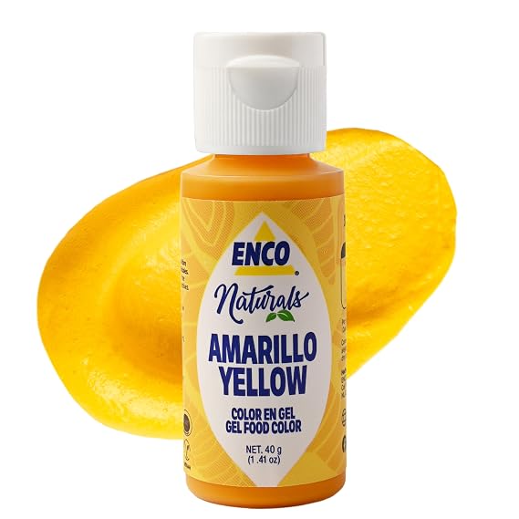 ENCO Natural Food Coloring Gel Yellow (1.41 oz) No Artificial Dyes, Vibrant Colors for Icing, Buttercream & Fondant