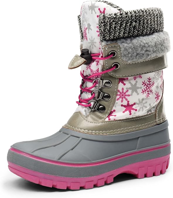 DREAM PAIRS Unisex Snow Waterproof Winter Boots | Warm Faux Fur Lined Outdoor Secure Grip Anti Slip Outsole Easy Wear Windproof Mid Calf Cozy Comfort for Cold Weather