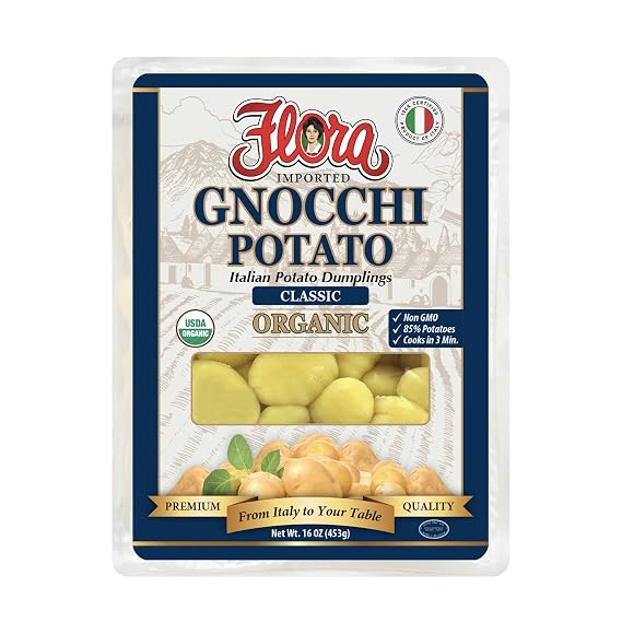 Flora Foods Gnocchi Classic Potato Pasta | Italian Potato Dumplings | Organic | 16 oz (453g) | 100% Product of Italy | Imported | Cooks in 3 min. | Premium Quality