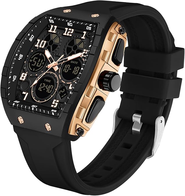 MASTOP Men's Outdoor Multi-Functional Sports Watch Alarm Countdown Timer Stopwatch Calendar Waterproof Silicone Strap Wristwatch
