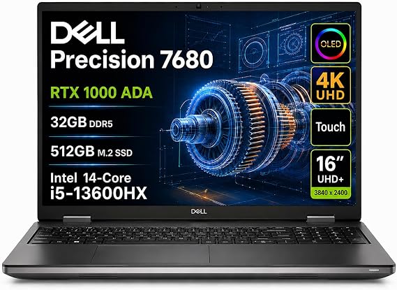Dell Precision 7680 Laptop, NVIDIA RTX 1000 Ada 6GB, i5-13600HX, 32GB DDR5