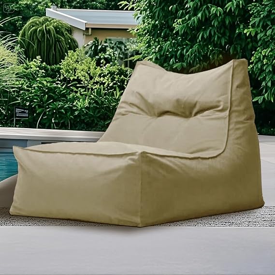 SXBCyan Outdoor Weatherproof Bean Bag Chair No Filler Outdoor Oxford Bean Bag Cover Garden Beach Swimming Pool Floating Beanbag Pouf Chair Oxford Kids Adults(Dark Sand)