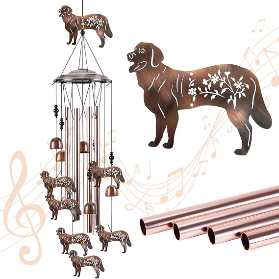 Golden Retriever Dog Wind Chimes for Outside, Birthday Gifts