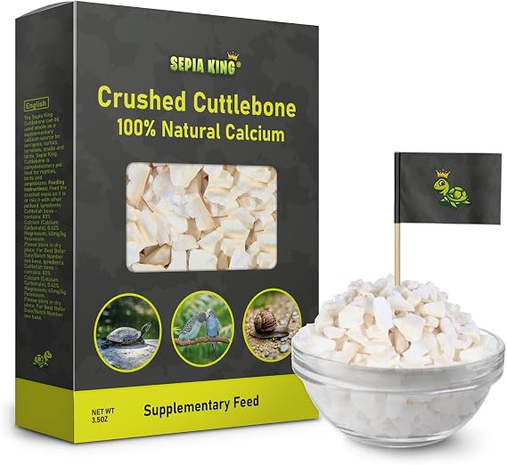 Sepia King - Crushed - 100% Natural Calcium Supplement - Premium Cuttlebone Perfect for Birds, Tortoises, Snails, Reptiles - 3.5 oz