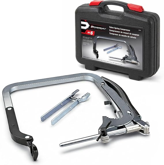 Powerbuilt Valve Spring Compressor Kit, Remove Coil Springs, Cylinder Heads, T-Handle, Car and Vehicle Service Repair Tool Set - 648615, Silver