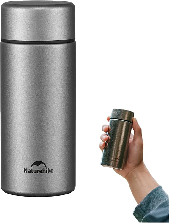 Naturehike Pure Titanium Water Bottle, 6.8oz/200ml Titanium Bottle | Leakproof & Wide Mouth Insulated Water Bottle, Ultralight Mini Cup with Filter for Coffee & Drinks, Ideal for Hiking, Office