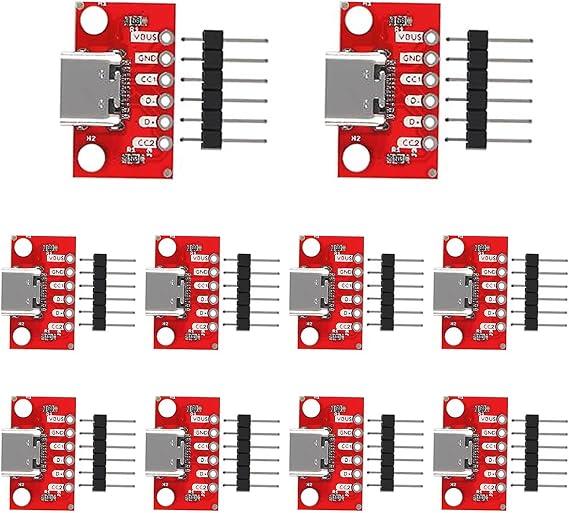 DIANN 10pcs USB Type-C Breakout Board Serial Basic Breakout Female Connector Type PCB Converter Board