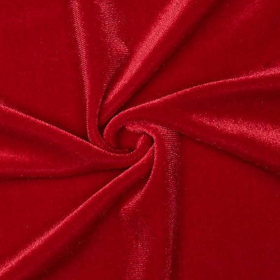 Pico Textiles 1 Yard - Red Stretch Velvet Fabric - Sold by The Yard - Variety of Colors - Ideal for Sewing Apparel, Dresses, Skirts, Costume and Craft