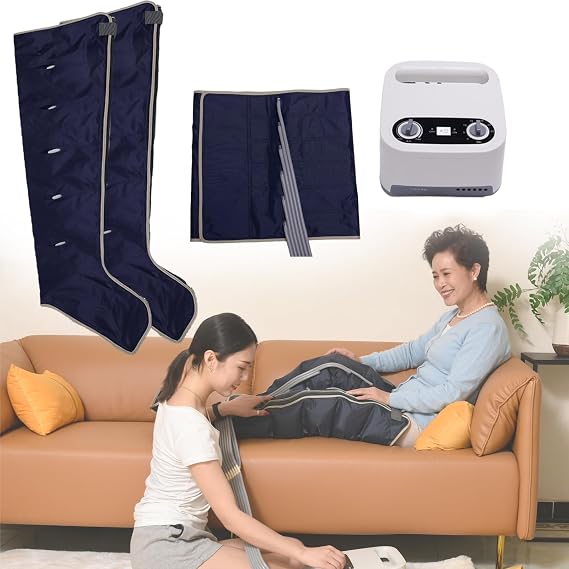Leg Massager Lymphatic Drainage 6 Cavity for Circulation, Pressure Massage Machine, Electric Air Compression Foot Massager for Arm Legs Waist Wraps for Pain and Circulation