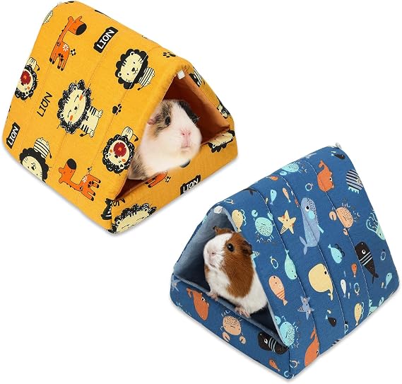 YUEPET 2 Pack Guinea Pig Bed - Washable Guinea Pig Hideout and House Small Animal Hideout Cage Accessories for Guinea Pigs Chinchillas Dwarf Rabbits Hamsters Hedgehogs