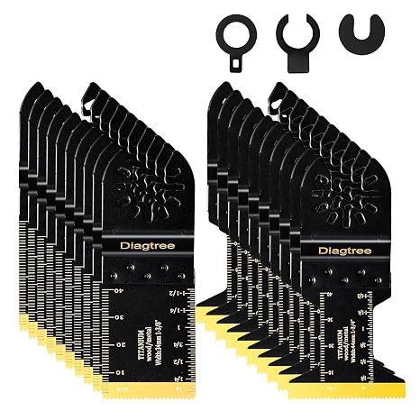 Titanium Oscillating Saw Blades, Diagtree 20PCS Titanium Oscillating Multitool Blades for Metal, Wood and Plastic, fit Dewalt Milwaukee Ryobi Fein Dremel Bosch Rockwell Ma Kita Porter Cable