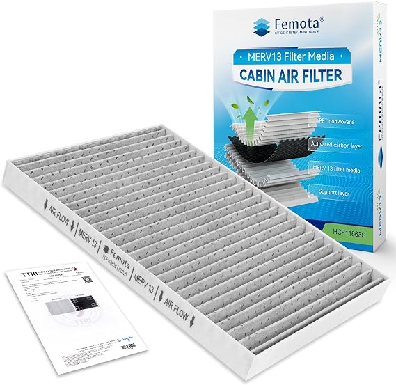 Certified MERV 13 Cabin Air Filter with Activated Carbon, CF11663 for Buick Enclave(2008-2017), Chevrolet Traverse(2009-2017), GMC Acadia(2007-2016), Saturn Outlook(2007-2010).