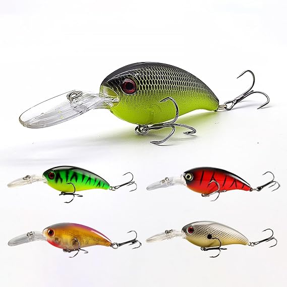 Crankbait, Bass Lures with Crank Baits, Saltwater & Freshwater Crankbaits, Fishing Bait for Crappie & Bass Fishing, Top Water Bass Fishing Lures