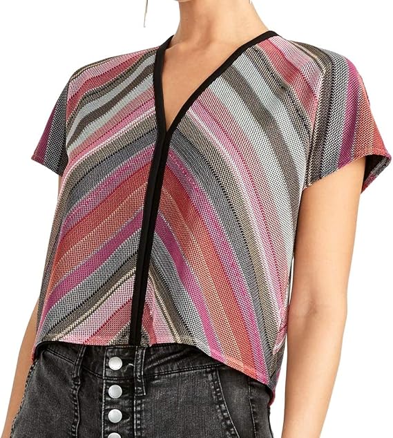 Rachel Rachel Roy Mariposa Metallic Multi V-Back Top M