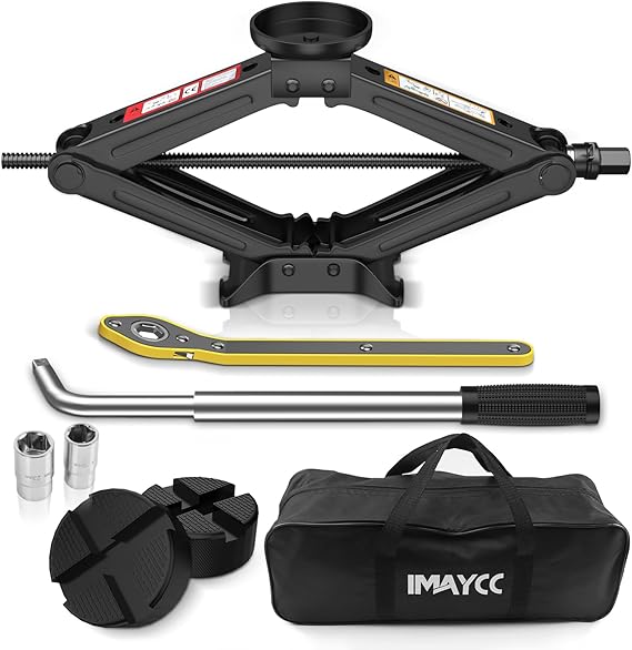 IMAYCC Car Jack Kit 2.5 Ton, Universal Scissor Car Jack, Portable Tire Changing Kit for Car SUV MPV