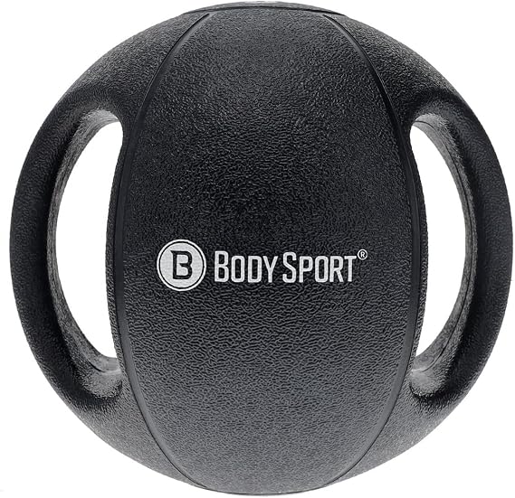 Body Sport Double Grip Medicine Ball, 10 lb. - Strength Training Weighted Exercise Tool - Softer Kettlebell Alternative for Home Fitness & Gyms