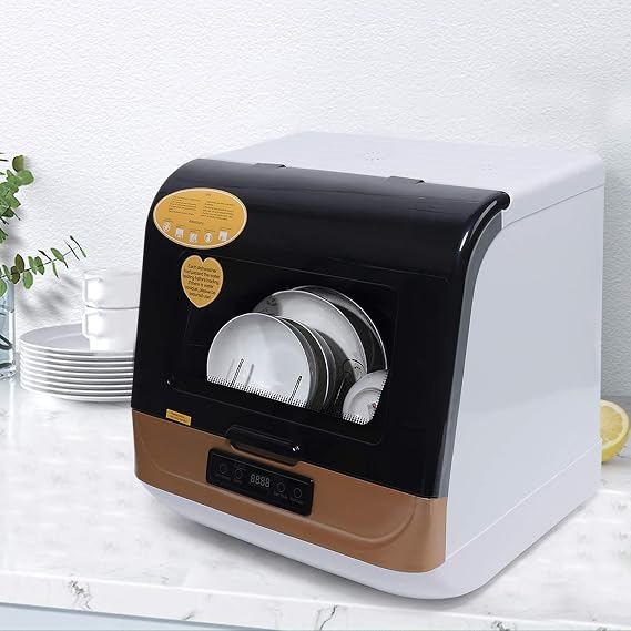 Portable Dishwasher Countertop, Mini Dishwasher with 5L Built-in Water Tank, 4 Programs, Air-Dry Function, Dishwasher for Apartments& RVs