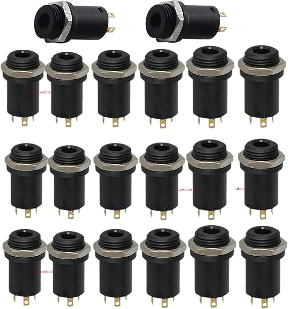 Lsgoodcare 3.5MM Mini Stereo Panel Mount Jack Connector 3.5MM Headphone Audio Video Female Vertical Jack Socket Plug with Nuts,Full Gold-Plated High Temperature 4 Channel (20pcs)