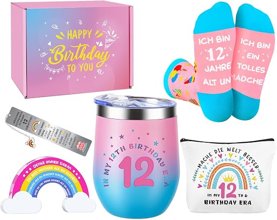 Giftota Birthday Gift for 12 Year Old Girls - Ideal Funny Gifts for Girls 12 Years Gifts for Daughter Granddaughter Niece Gift Ideas for 12th Birthday Bags Thermos Mug Socks