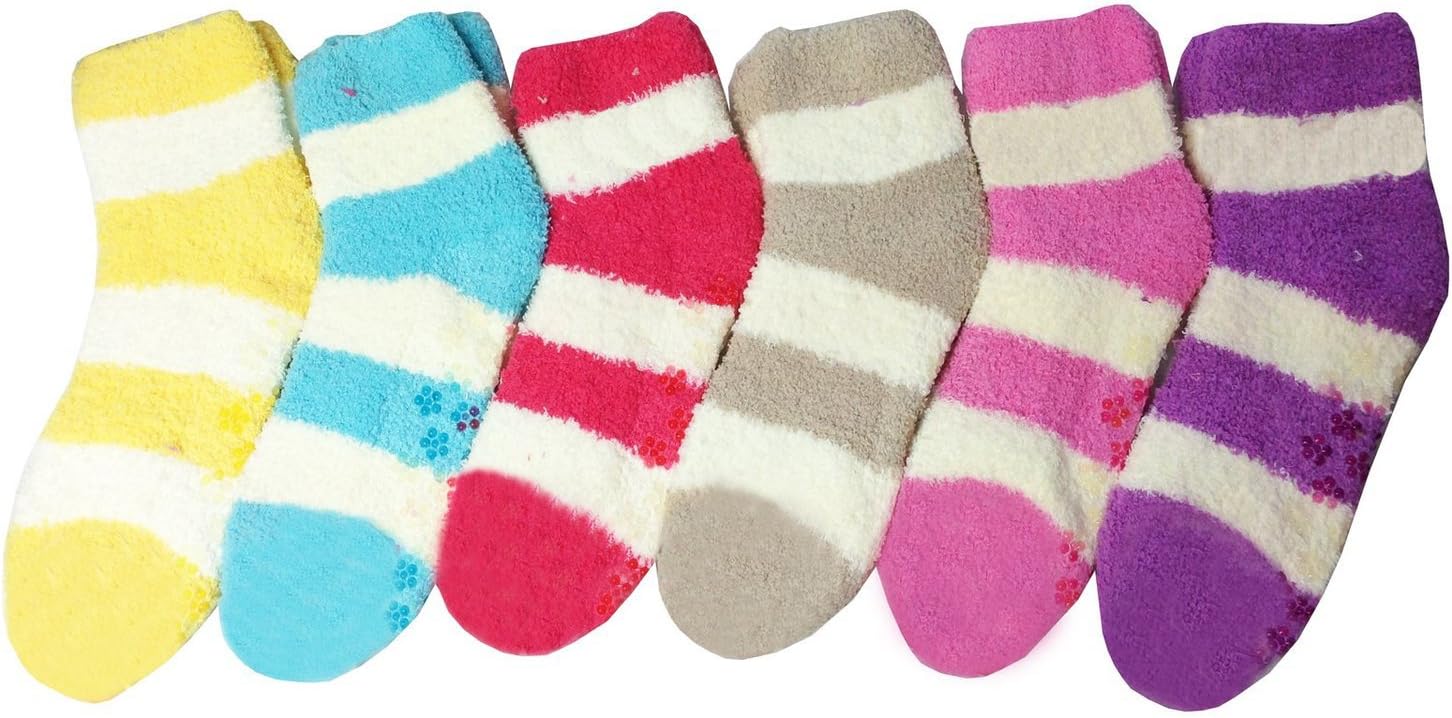 Mamia 6 Pairs Womens Cozy Slipper Socks Fuzzy Sock Multi Color Style 3