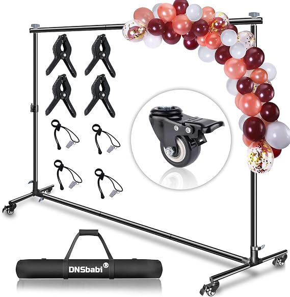 10 * 7ft Adjustable Backdrop Stand with Wheels, Photo Background Stand | Versatile Heavy Duty Banner Backdrop Stand for Parties/Photography/Birthday/Studio