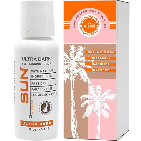 Sun Laboratories By Giesee Ultra Dark Self Tanner Lotion 2 oz - Self Tanning Lotion, Self Tanner, Indoor Tanning Gel, Instant Facial Tanning Lotion, Face Sunless Tanner, Tan Extender Lotion