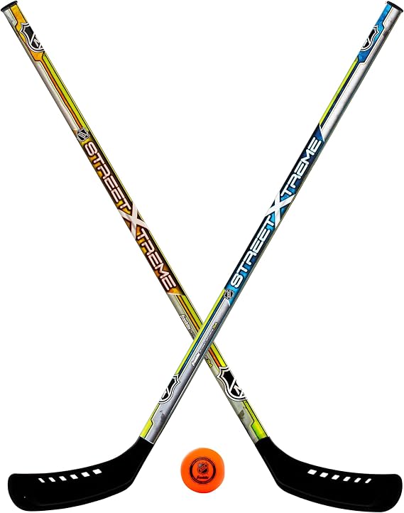 Franklin Sports NHL Kids Street Hockey Stick Set - 2 Youth Street Hockey Sticks + 1 Outdoor Roller Hockey Ball - Perfect Hockey Starter Set for Kids