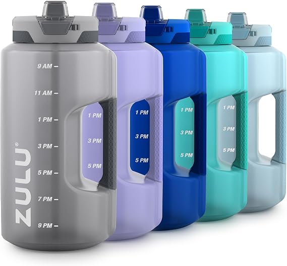 ZULU Goals 128oz BPA-Free Gallon Water Jug with Time Markers, Gray