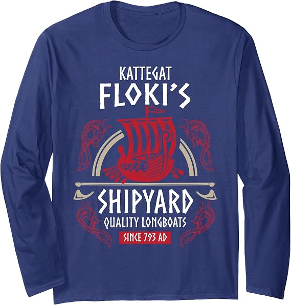 Kattegat Floki's Shipyard, Viking & Norse Mythology Long Sleeve T-Shirt