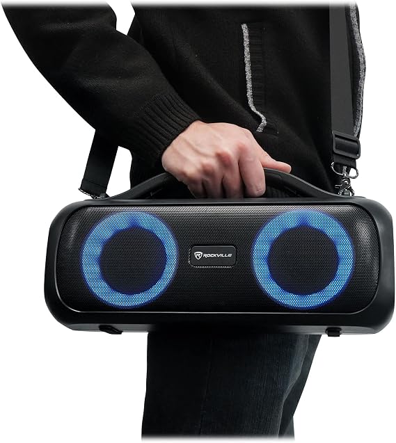 Rockville Go Party D4 Large Loud Portable LED Bluetooth Speaker, Deep Bass