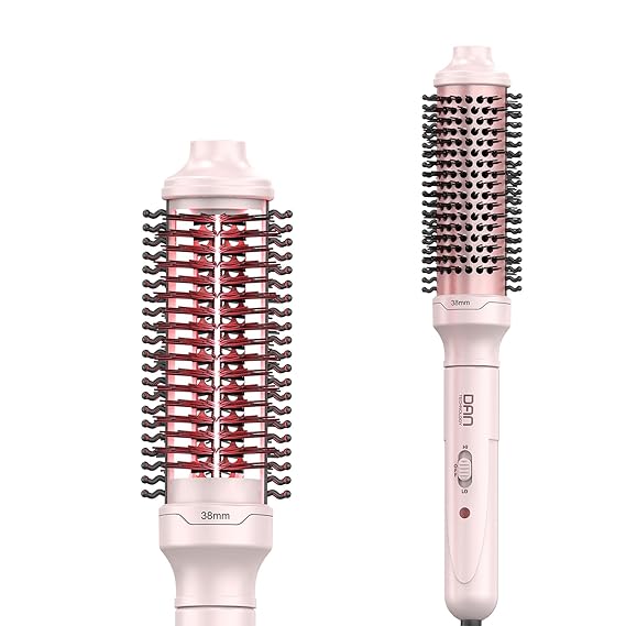 Thermal Brush,1.5 Inch Heated Round Brush,Dual Voltage Travel CurlingBrush, Ceramic Curling brushs for Blowout Look,Non-Blowing Heated Round Brushs,Dual PTC Fast Style Thermal RoundBrush, (Pink)