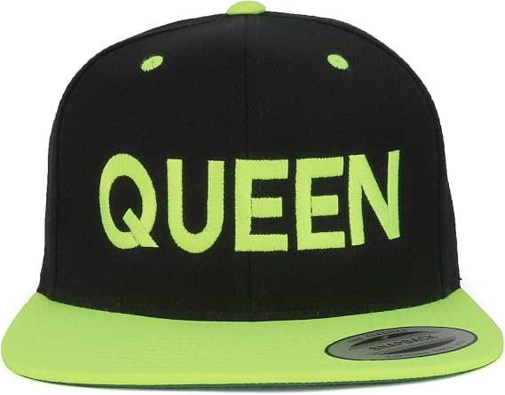 Trendy Apparel Shop Queen Embroidered Flat Bill 2-Tone Ball Cap