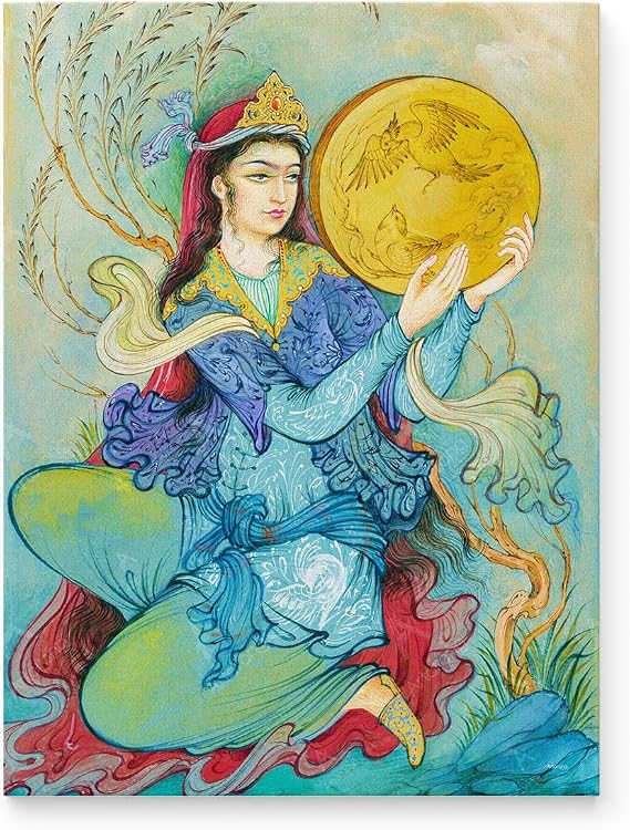 Artorang Persian girl playing the Daf, Persian miniature painting print