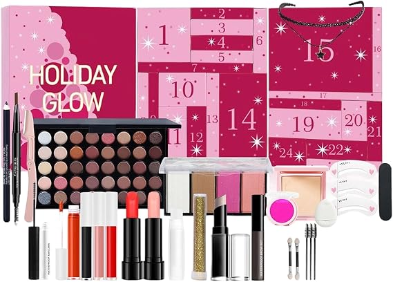 Beauty Christmas Countdown - 24 Days Beauty Advent, Christmas Calendar Advent Makeup Set - For Teen Girls, Holiday, New Year, Wedding, Dating, Office, School, Shopping, Travel