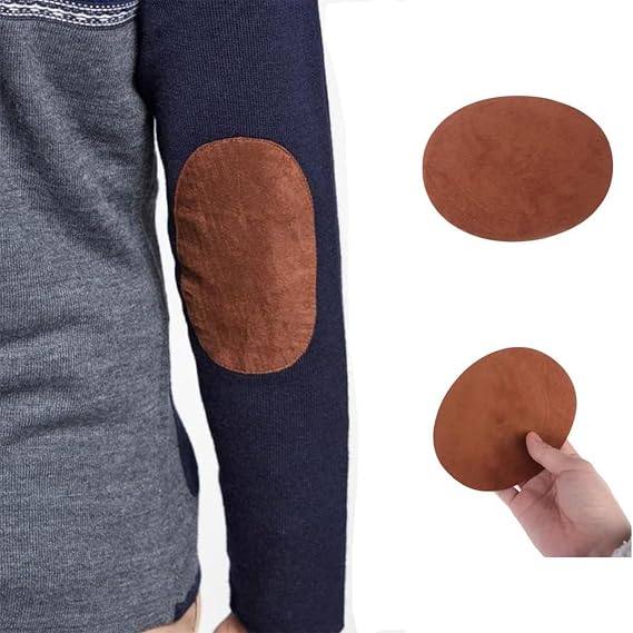 5 Pair Suede Fabric Patch Iron-on Elbow Knee Patches DIY Oval Repair Applique Badges(5.5inch,Light Coffee)