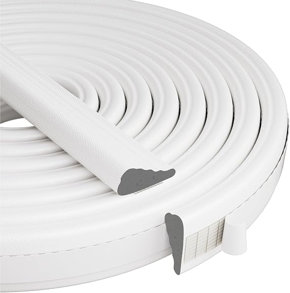 Kneelisa Wedge-Shape Window Weather Stripping Door Frame Seal Strip 118 White,Upgrade Black Foam,Soundproofing,Draft Stopper,Winter Insulation,Noise Blocker, Gap Filler for Exterior Front Door Side