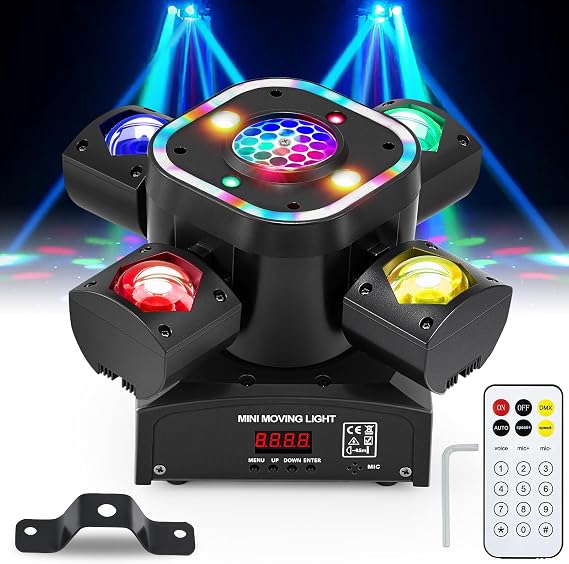80W Moving Head Light, 4-Arm RGBW DJ Stage Light