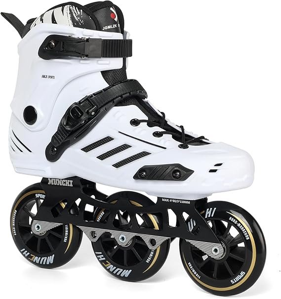 3 Wheels Fitness Inline Speed Skates for Unisex,110mm Roller Skates Blades (White, Men 9.5/Women 10.5 43)