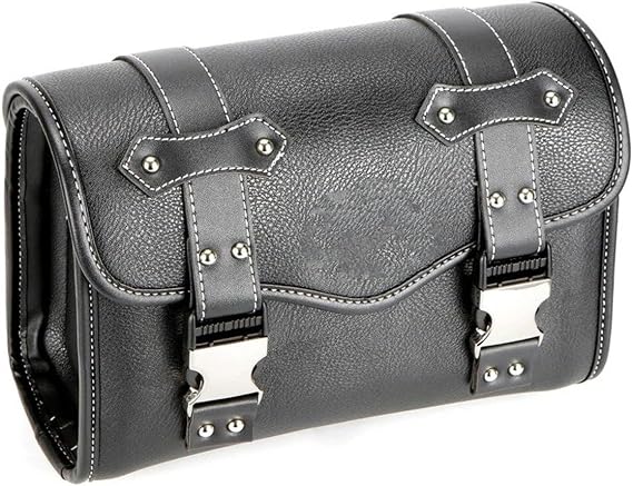 Motorcycle Luggage Bags Universal Motorcycle Saddlebags Fork Bag PU Leather Luggage Pouch Side Tool Saddle Moto Tail Bag(Small size black)