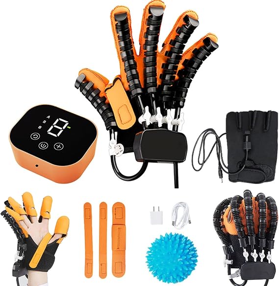 Upgraded Rehabilitation Robot Gloves, Electric Hand Function Trainer, Finger Recovery Exerciser for Stroke Hemiplegia, Cerebral Palsy and Arthritis Patients right XL