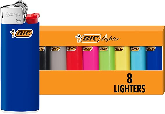BIC Mini Lighters, Reliable and Safe, 8-Pack for Candles, Colors May Vary
