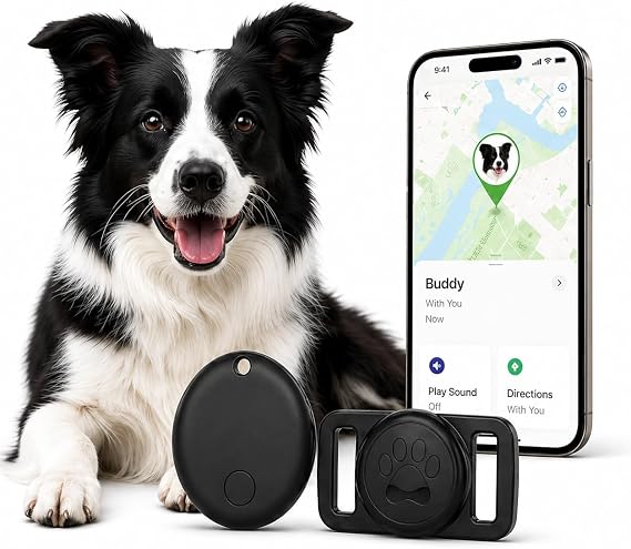 GPS Collar for Dogs (iOS Only) Smart tag,Waterproof Compatible with Apple Find My,No Monthly Fee,Advanced Tracking Solution Smart Collar for Pet Safety Ideal Small Large Dogs (iOS Tracker for Dog)