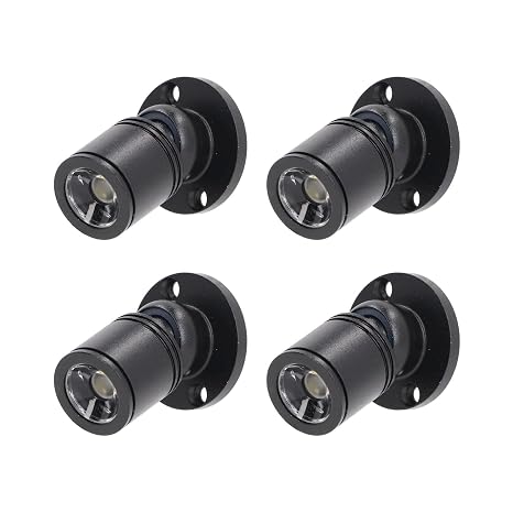 Dimmable 12V LED Mini Spotlights for Display - 1.5W Daylight 6500K, Tiny Spotlights for Displays with Dimmer, Black - Pack of 4
