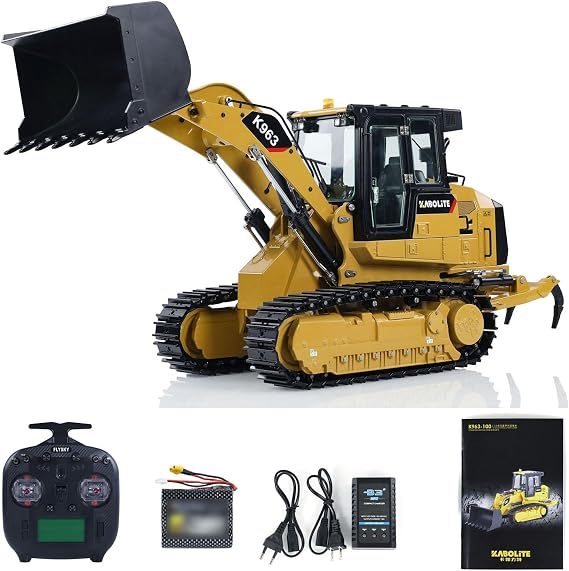 Kabolite 1/16 RC Hydraulic Loader for K963-100 HUINA RC Hydraulic Heavy Machine Model Finished Motor ESC Servo Light Battery Charger RC Construction Vehicles Model for Hobby
