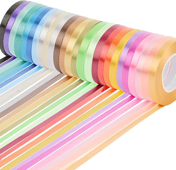 WELTOKE 27 Rolls Curling Ribbon Balloon String Roll Gift Wrapping Ribbon for Wrapping, Crafting, Wedding, Party, Festival, Florist Flower(1/5" Wide / 27 Colors)