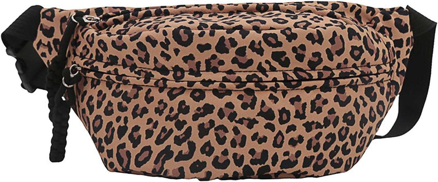 Half Moon Shoulder Bag for Women - Leopard Print Fashion Handbag with Multi-Pockets