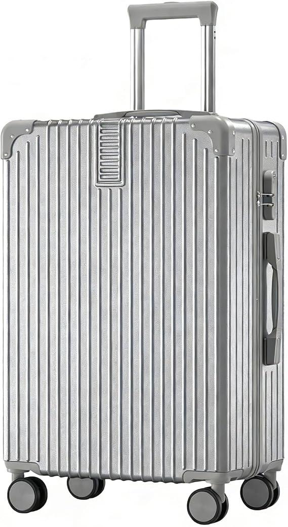 FREEFLY Hard Shell Suitcases Cheap Cabin Suitcase Carry on Luggage Medium Suitcase Lightweight Suitcase with Silent Universal Wheels,Silver,20in