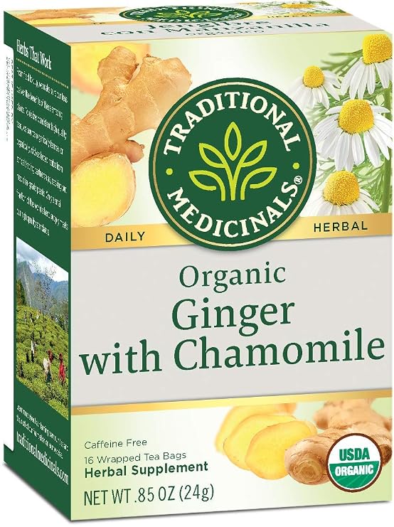 Traditional Medicinal Organic Ginger with Chamomile Tea - 16 Bags